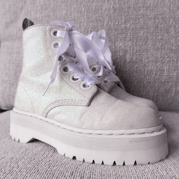 Dr. Martens Shoes - Dr. Marten's White Glitter Molly